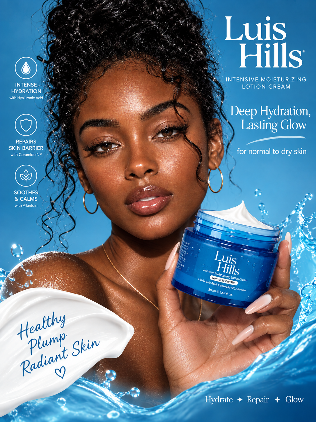 Moisturizer applied to skin